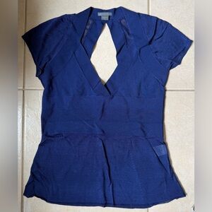 A/X Armani Exchange Women’s Sz L Navy Stretch Blouse Slim = M Regular